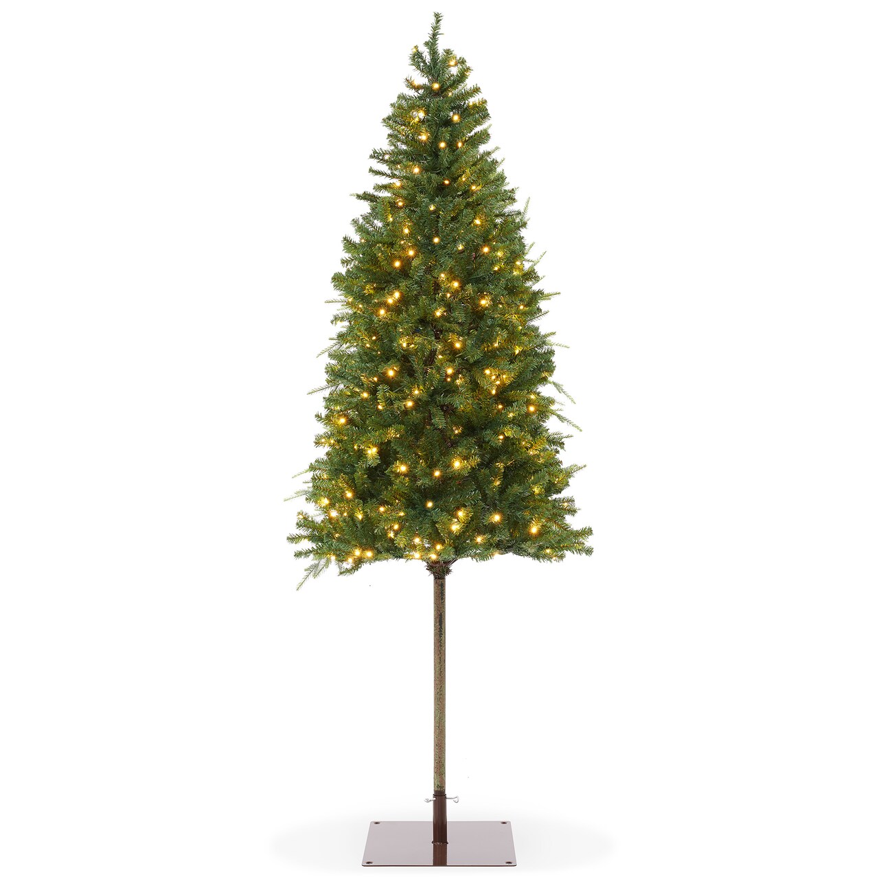 Casafield Pre-Lit Realistic Pencil Alpine Fir Artificial Holiday Christmas Tree with LED Lights and Metal Stand